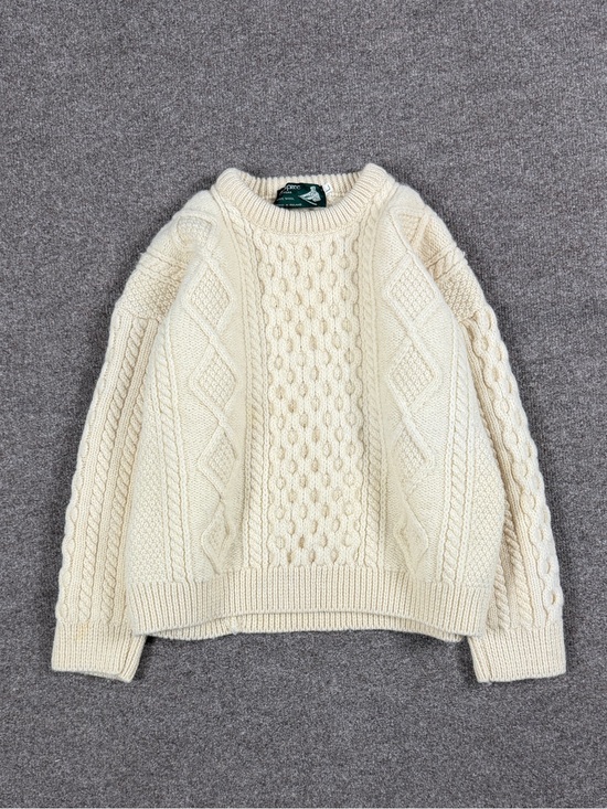 Inisfree Sweaters - Vintage Ireland Cream Chunky Cableknit Fisherman Crewneck Sweater Women’s Large